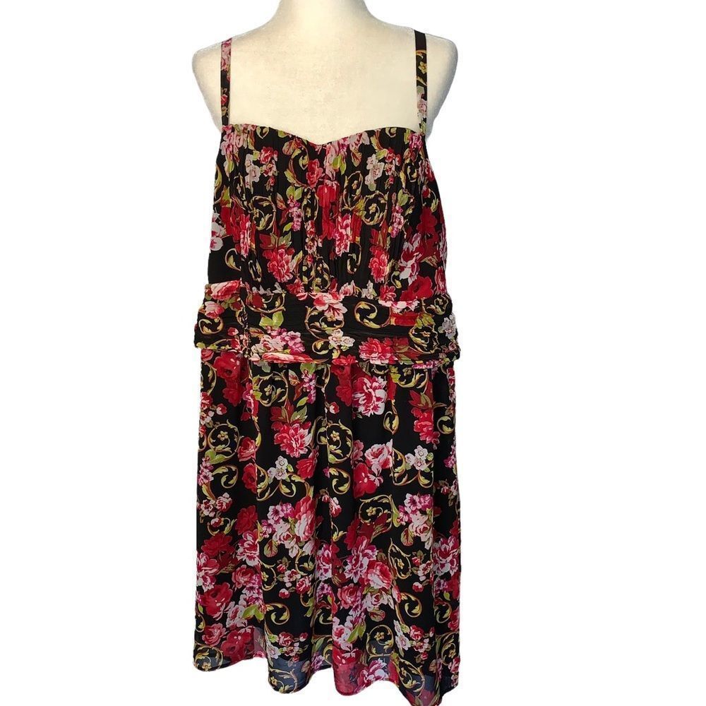 Torrid Black Floral Spaghetti Strap Smocked Back Maxi Dress Size 4 (22)